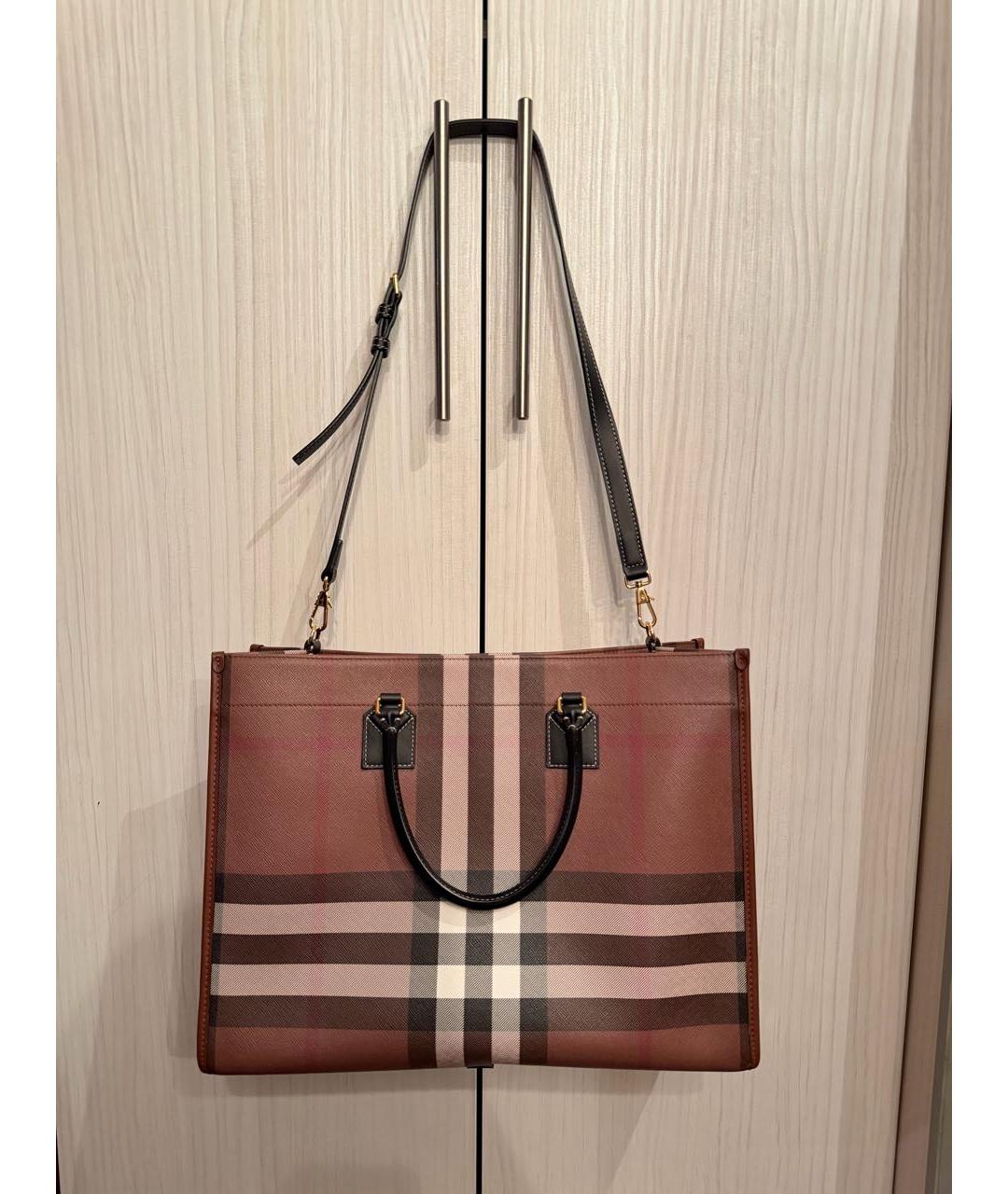 BURBERRY Коричневая кожаная сумка тоут, фото 9