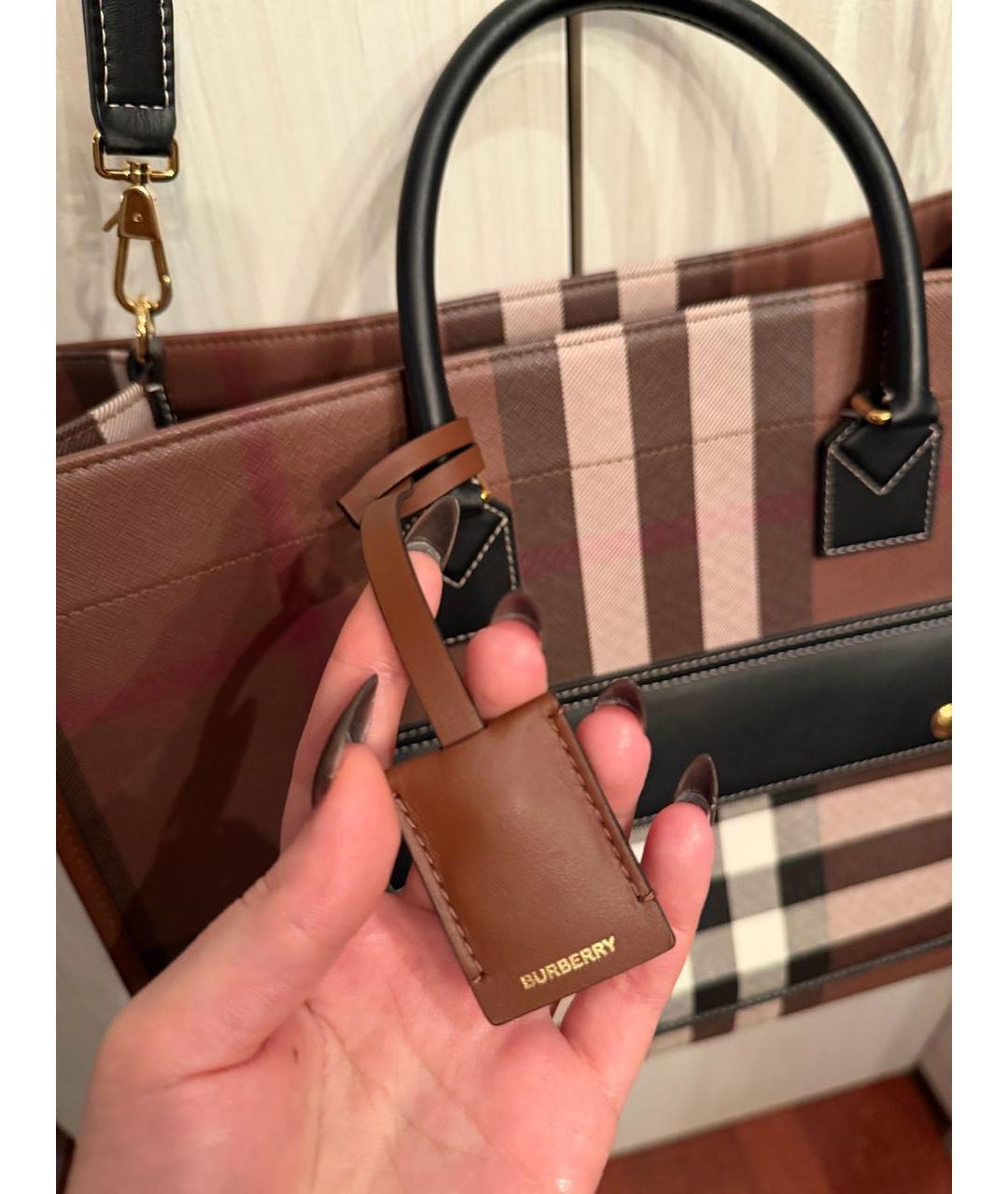 BURBERRY Коричневая кожаная сумка тоут, фото 3