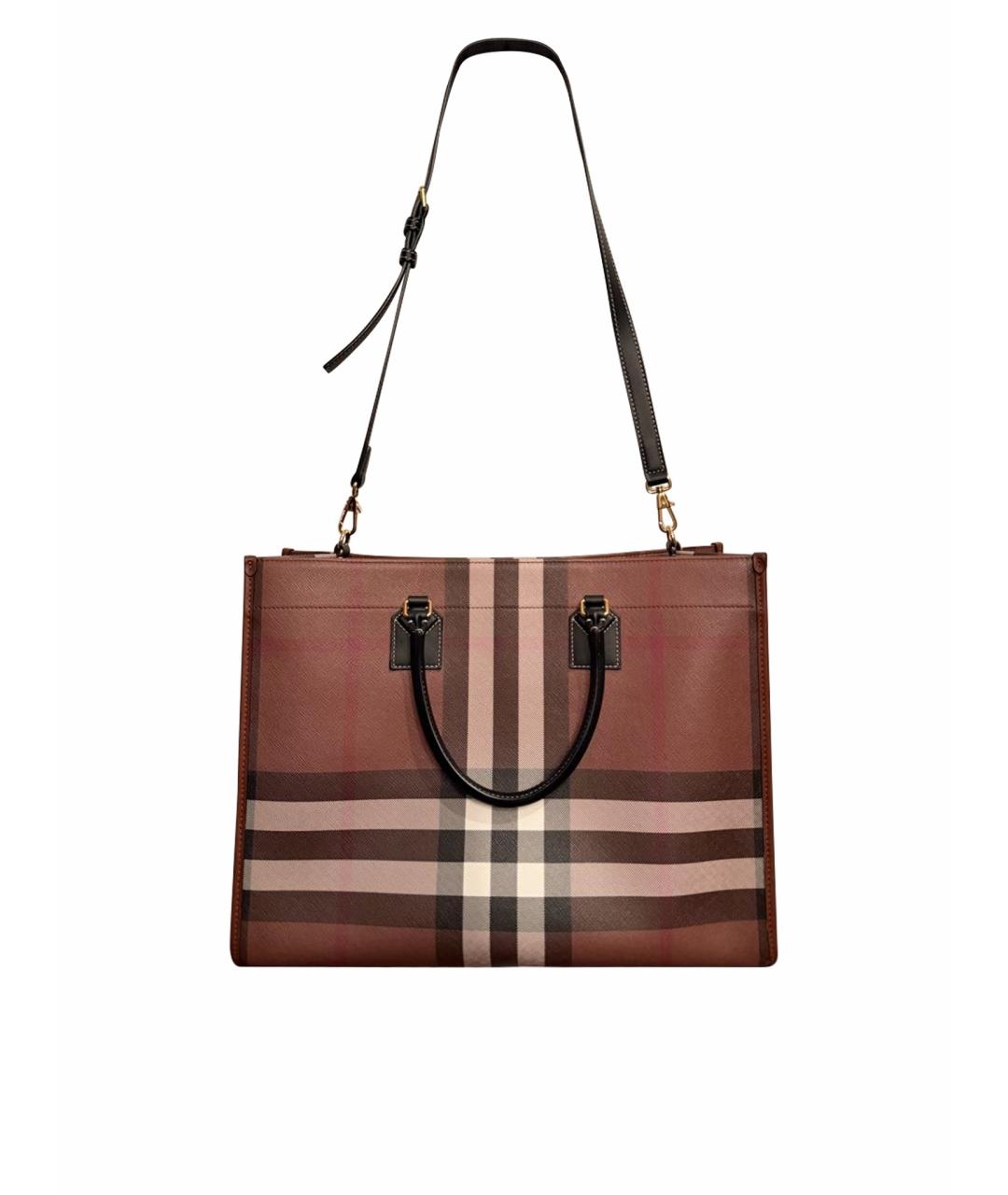 BURBERRY Коричневая кожаная сумка тоут, фото 1