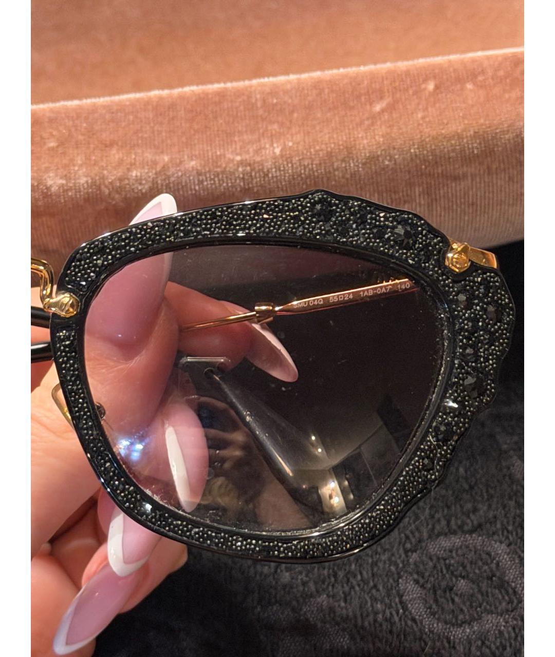 MIU MIU Черные пластиковые солнцезащитные очки, фото 3