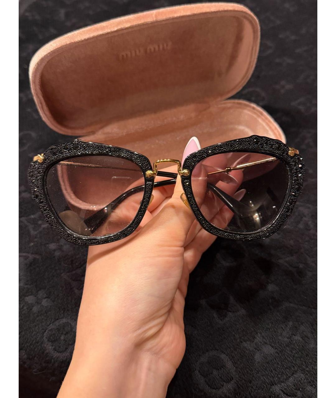 MIU MIU Черные пластиковые солнцезащитные очки, фото 8