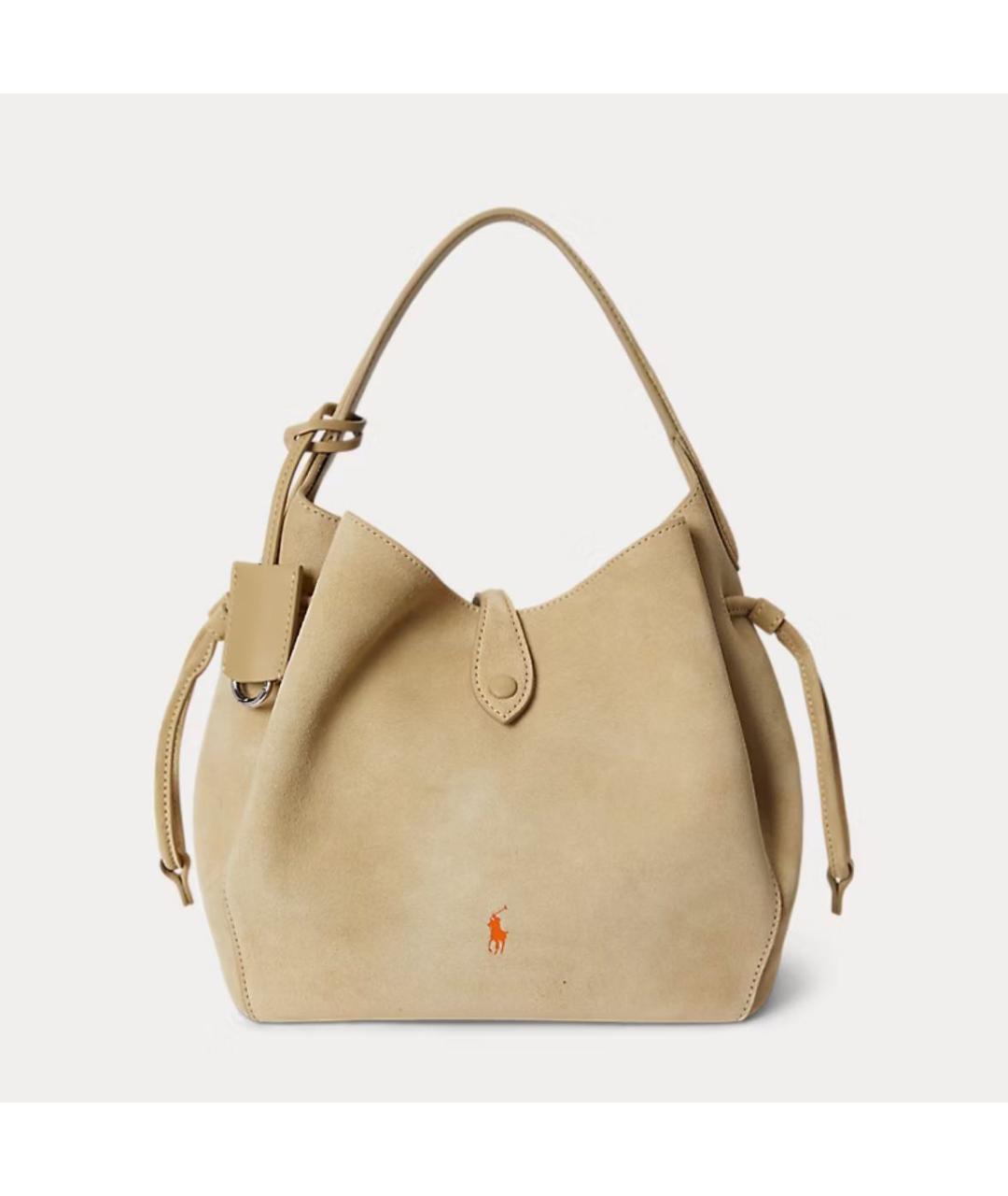 POLO RALPH LAUREN Бежевая кожаная сумка тоут, фото 5