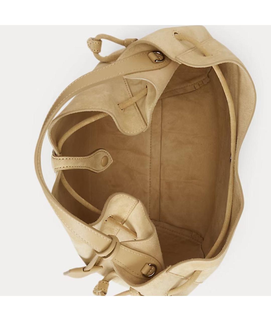 POLO RALPH LAUREN Бежевая кожаная сумка тоут, фото 4