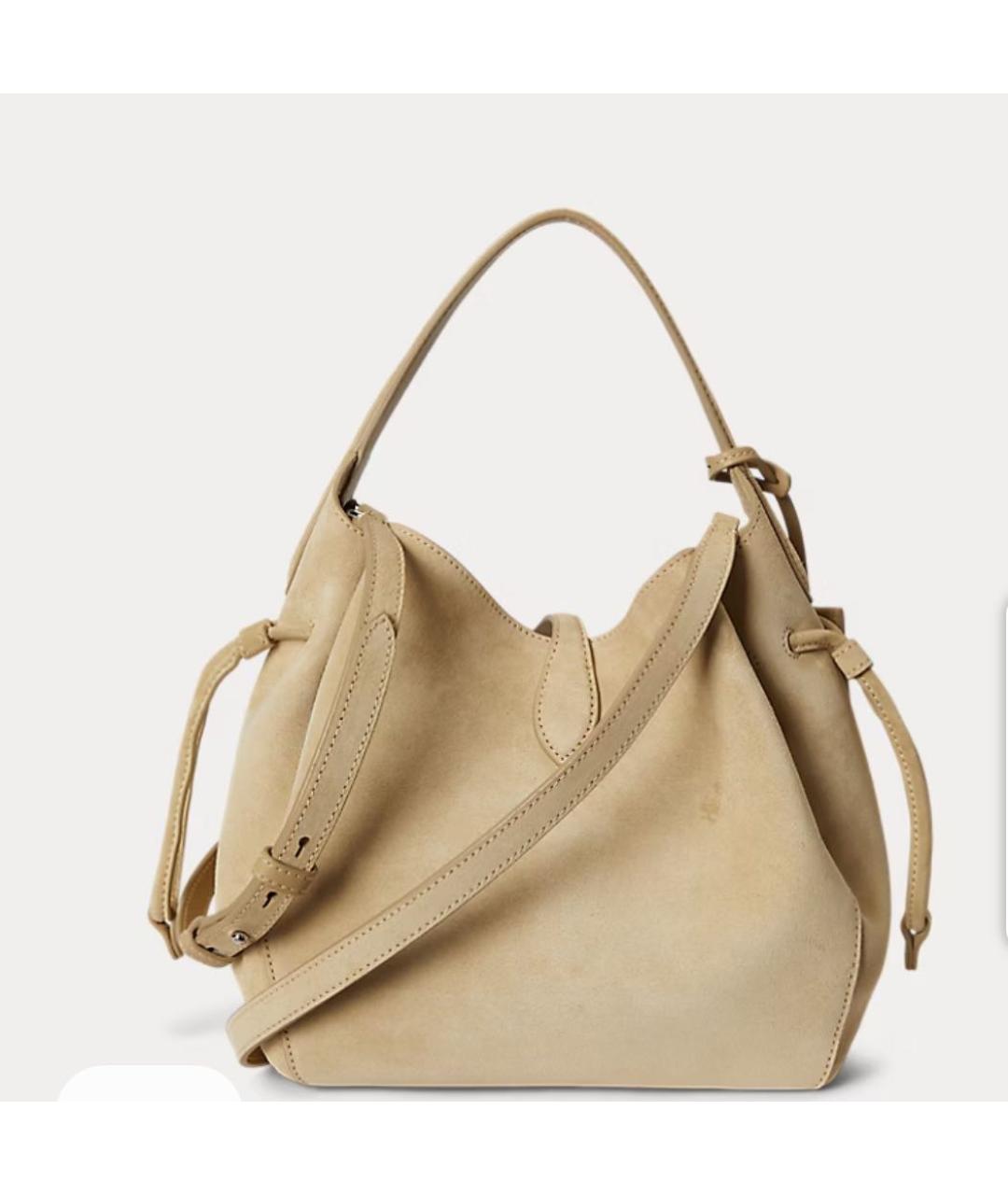 POLO RALPH LAUREN Бежевая кожаная сумка тоут, фото 3