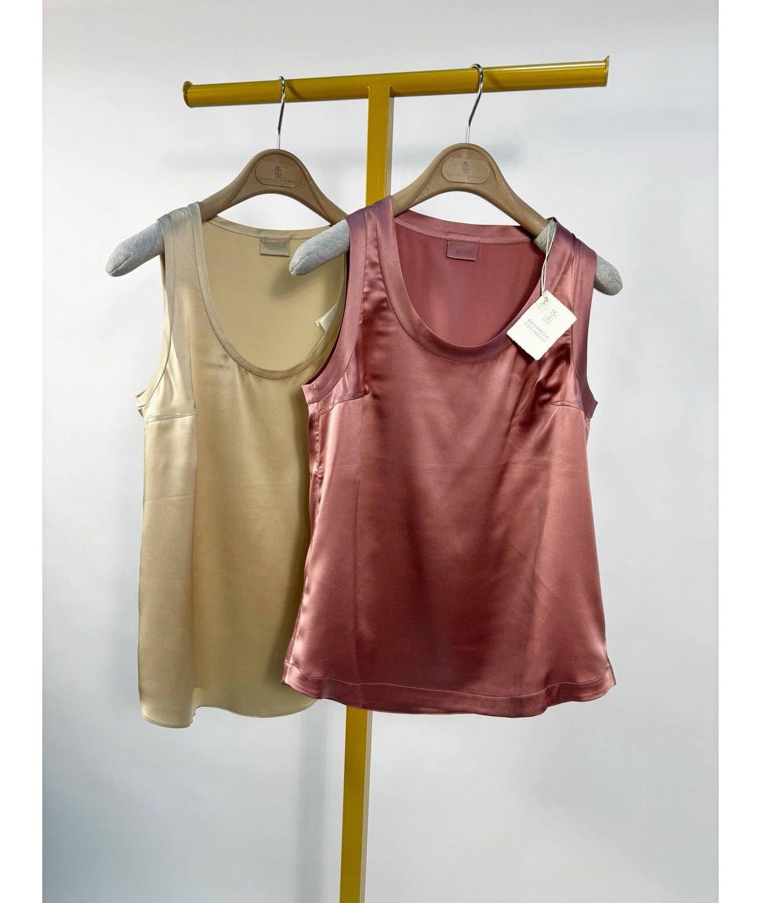 BRUNELLO CUCINELLI Розовая шелковая майка, фото 5