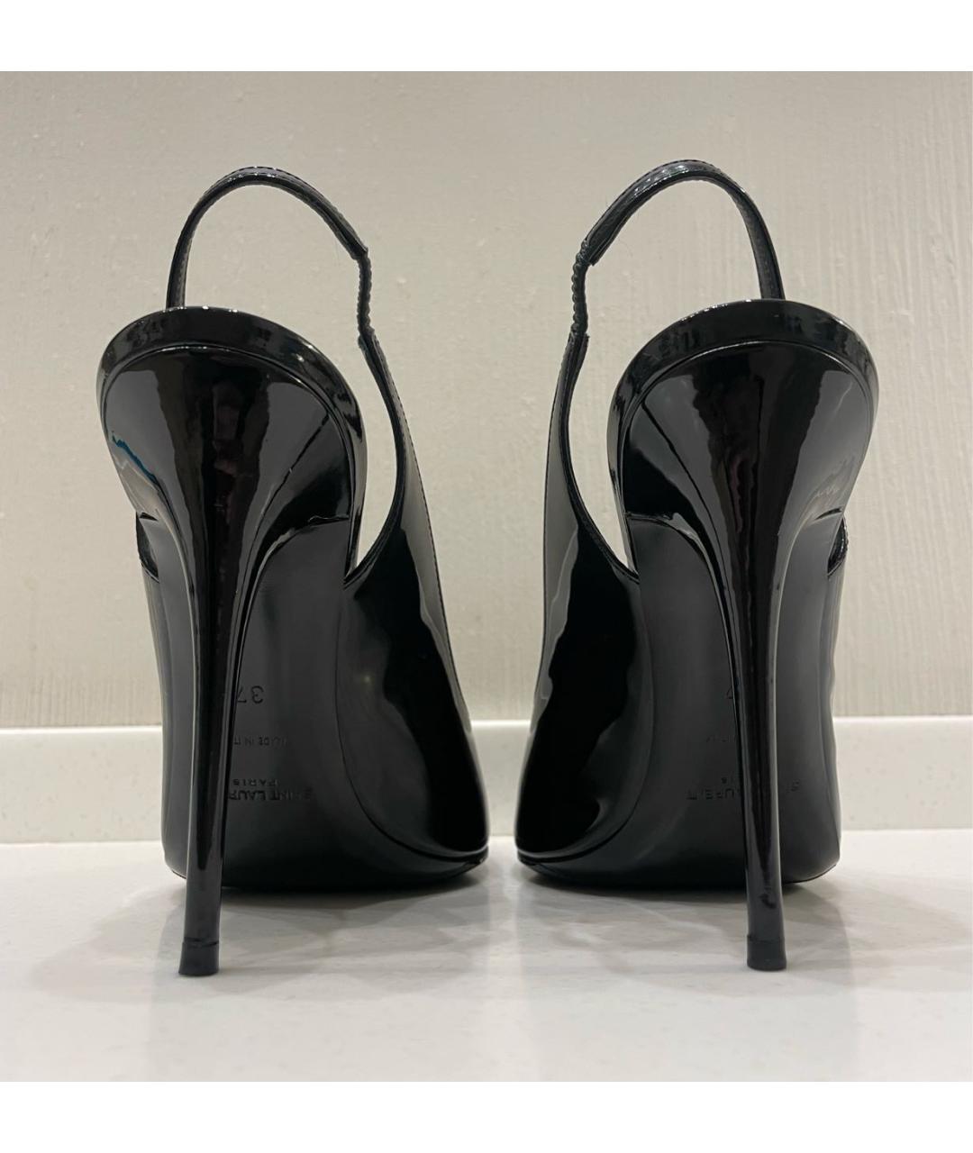 SAINT LAURENT Черные босоножки из лакированной кожи, фото 4
