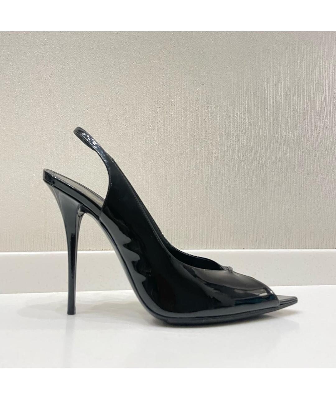 SAINT LAURENT Черные босоножки из лакированной кожи, фото 9