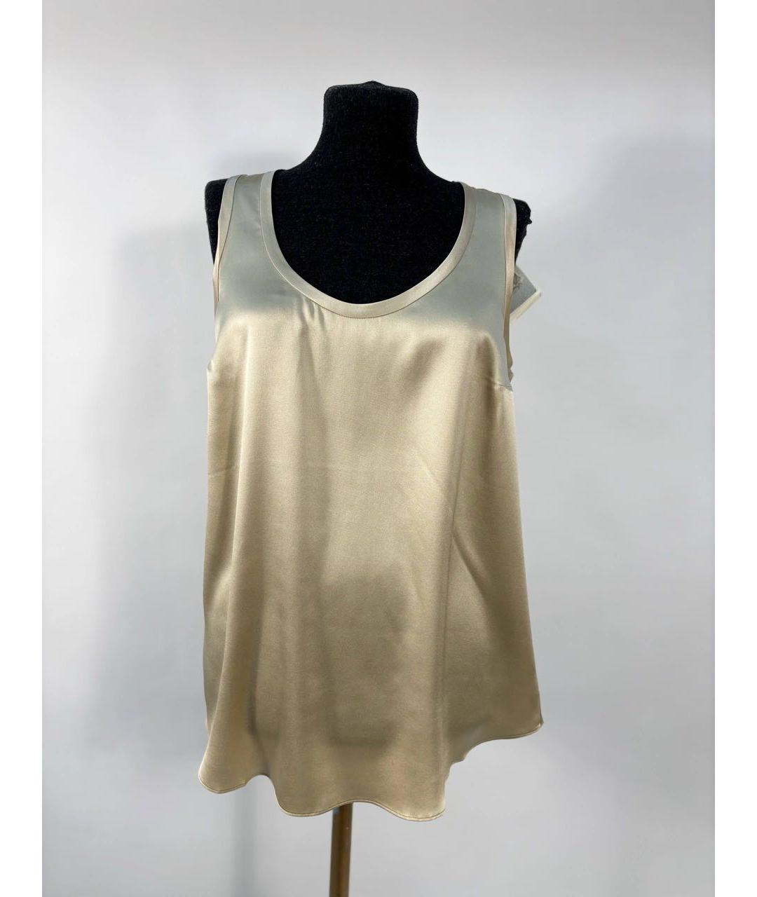 BRUNELLO CUCINELLI Бежевая шелковая майка, фото 7