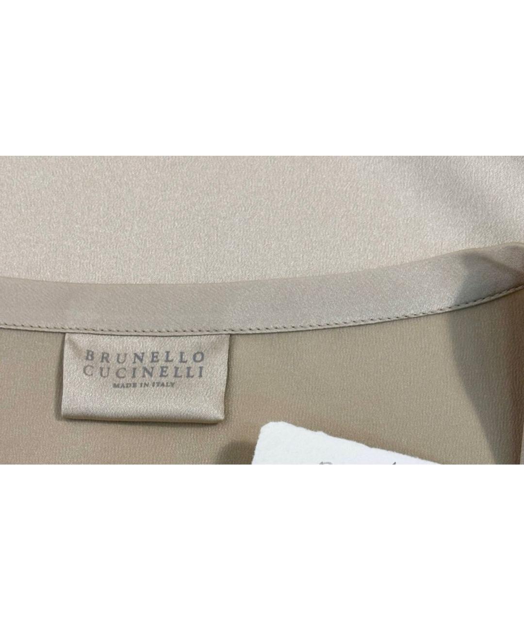 BRUNELLO CUCINELLI Бежевая шелковая майка, фото 3