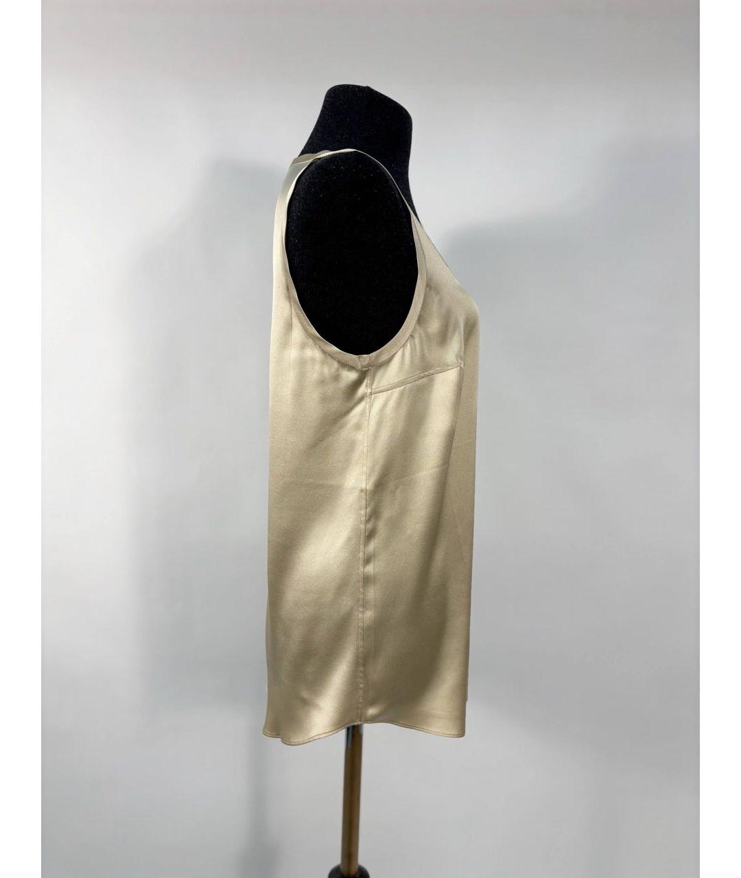 BRUNELLO CUCINELLI Бежевая шелковая майка, фото 4