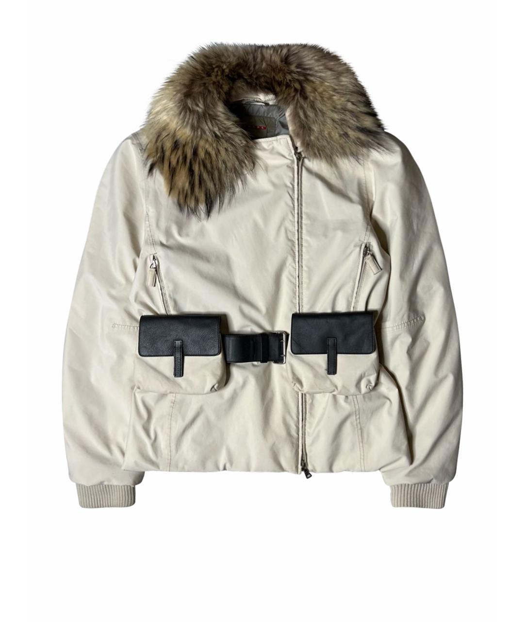 PRADA Бежевая полиэстеровая спортивная куртка, фото 1