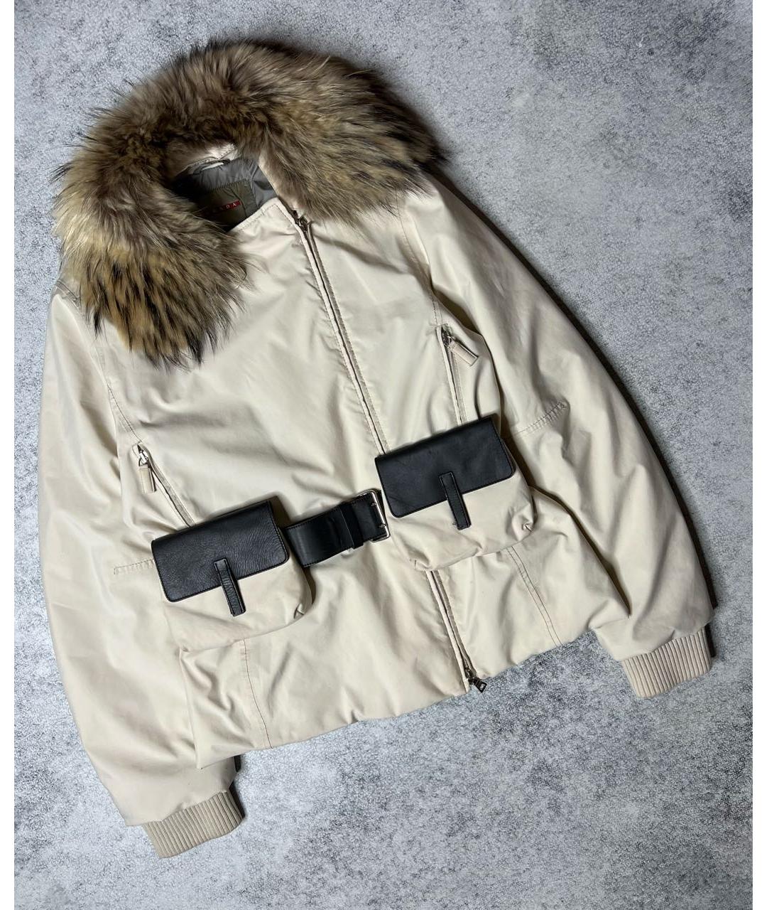 PRADA Бежевая полиэстеровая спортивная куртка, фото 9