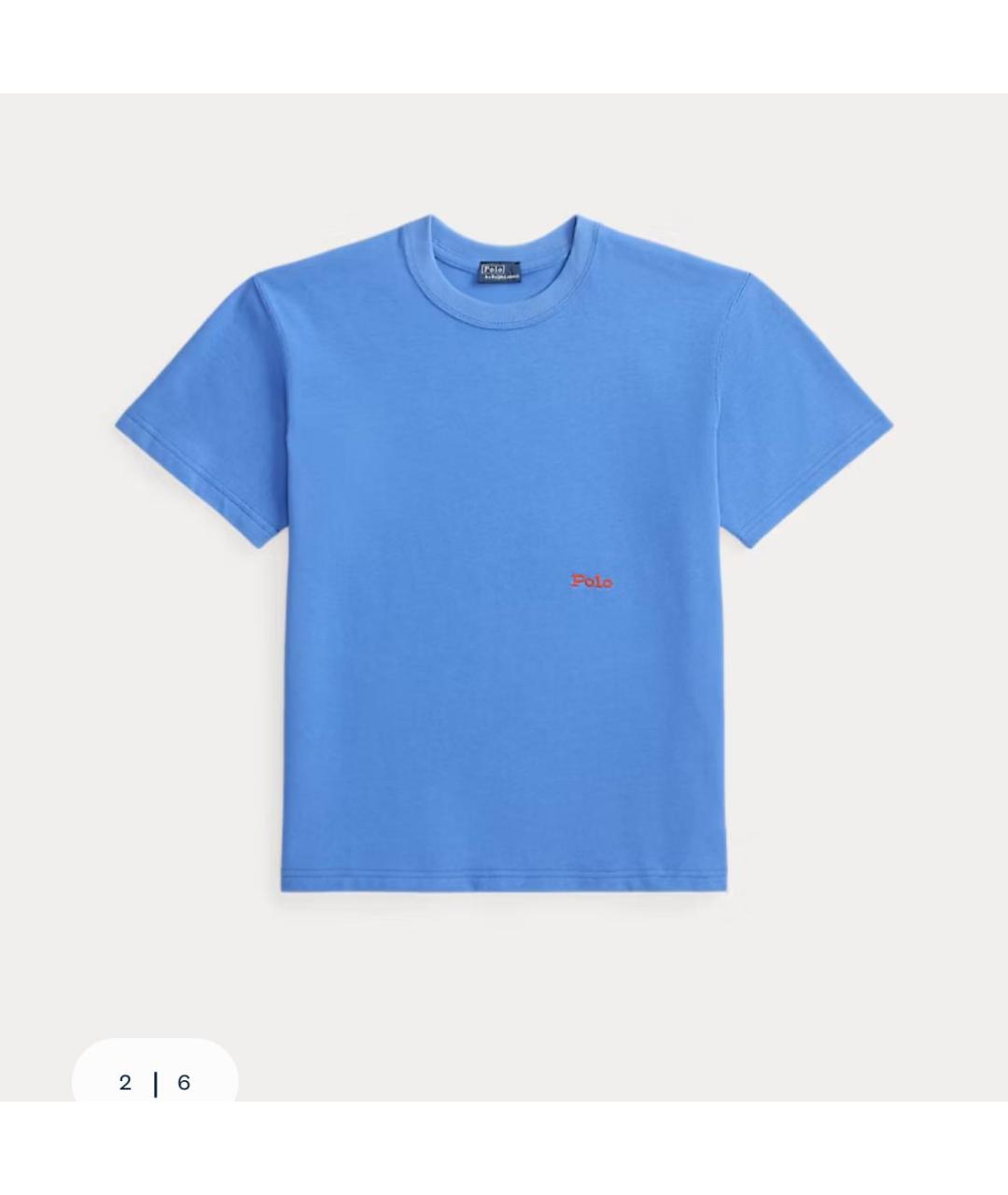 POLO RALPH LAUREN Голубая хлопковая футболка, фото 5