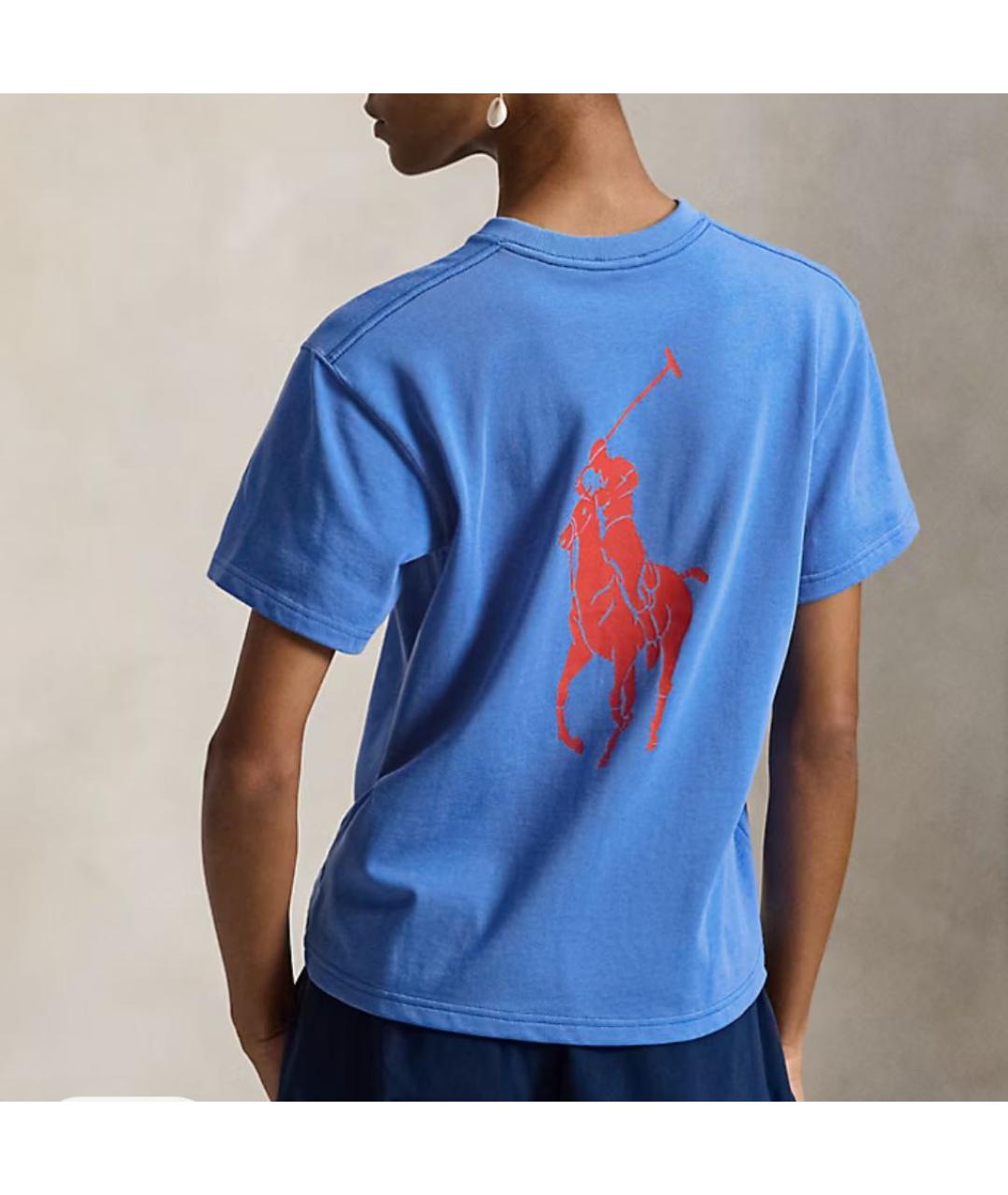 POLO RALPH LAUREN Голубая хлопковая футболка, фото 4