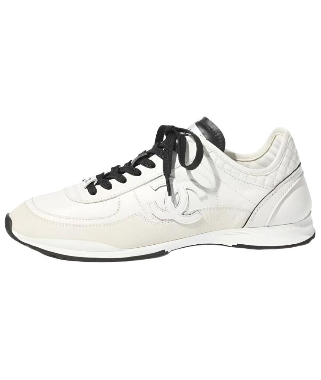 CHANEL Белые кожаные низкие кроссовки / кеды, фото 2