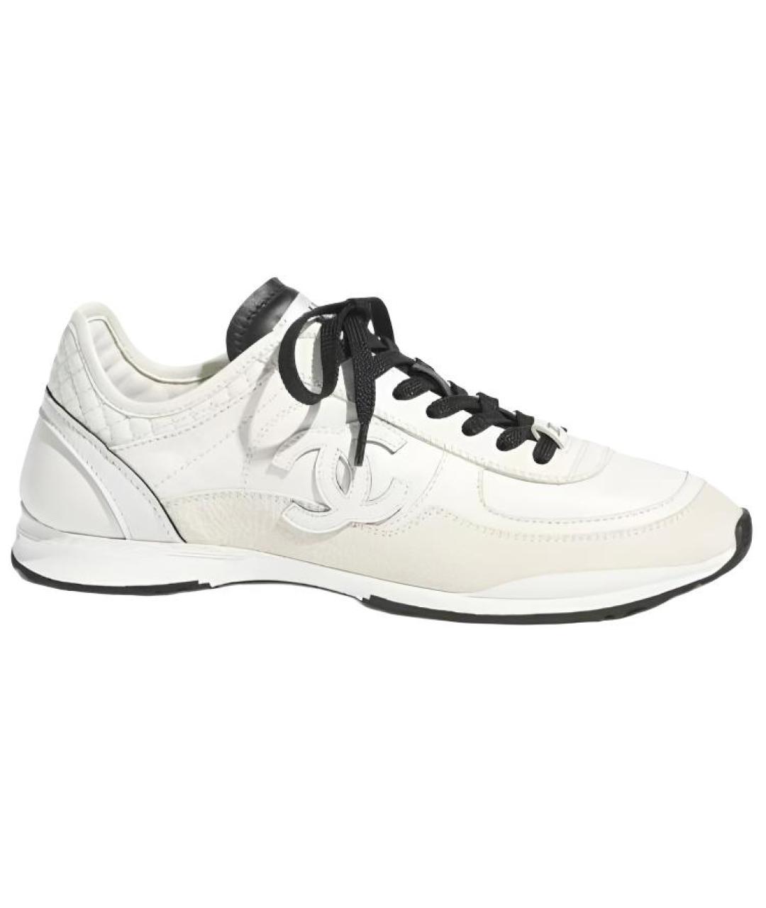 CHANEL Белые кожаные низкие кроссовки / кеды, фото 1