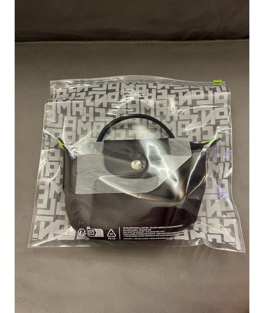 LONGCHAMP Коричневая тканевая сумка с короткими ручками, фото 5