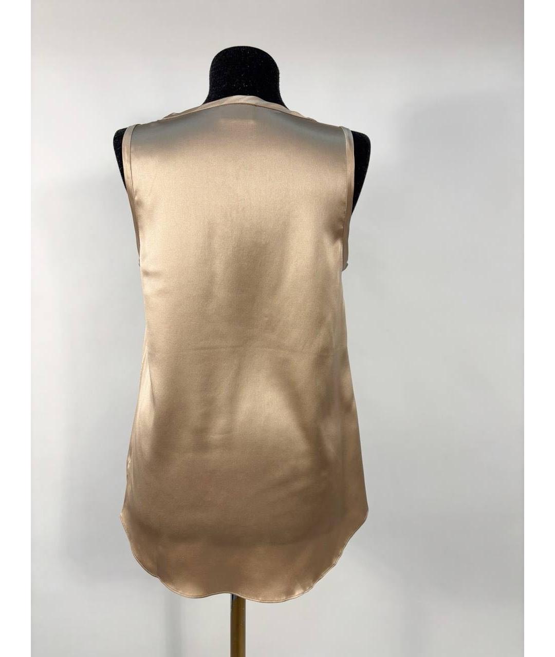 BRUNELLO CUCINELLI Коричневая шелковая майка, фото 2