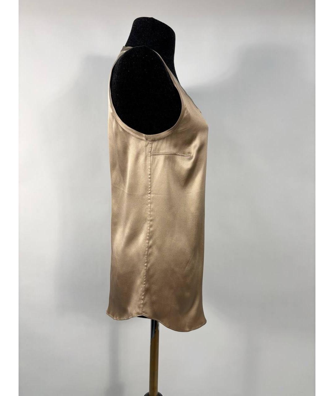 BRUNELLO CUCINELLI Коричневая шелковая майка, фото 6