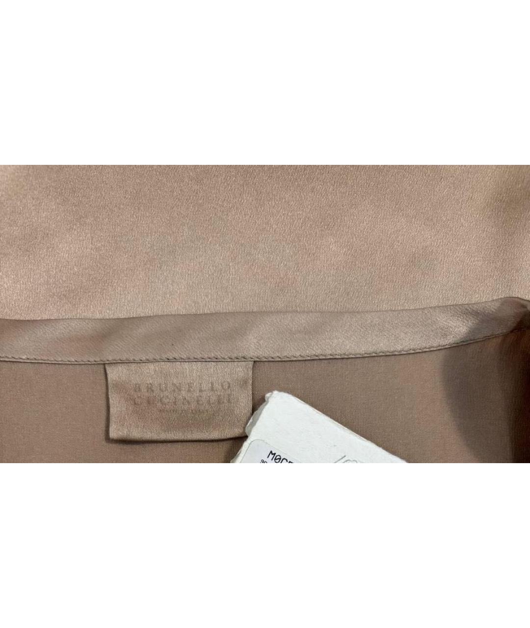 BRUNELLO CUCINELLI Коричневая шелковая майка, фото 3