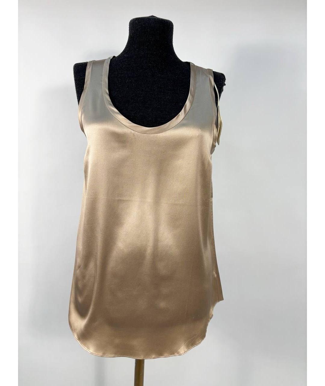 BRUNELLO CUCINELLI Коричневая шелковая майка, фото 5