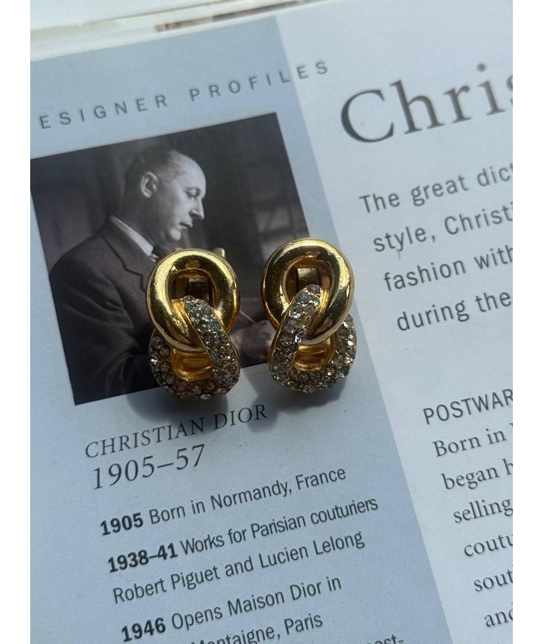 CHRISTIAN DIOR Золотые металлические клипсы, фото 5