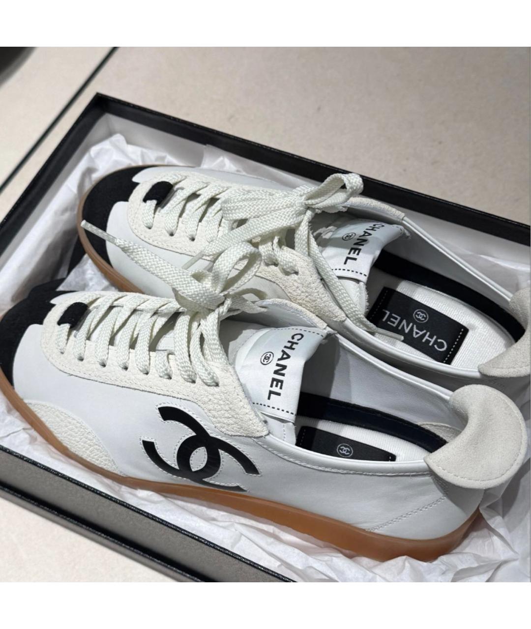 CHANEL Белые кожаные кеды, фото 6