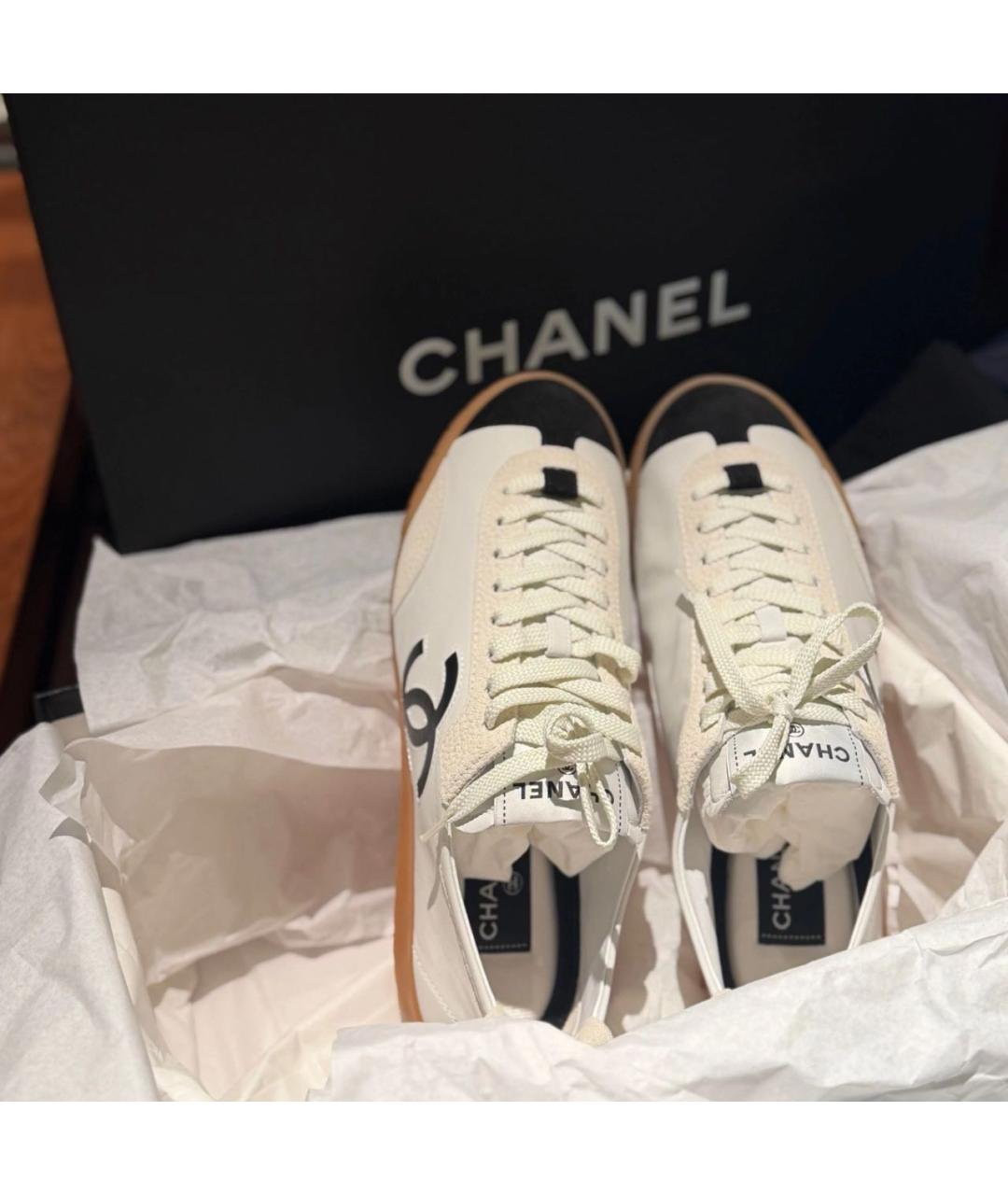 CHANEL Белые кожаные кеды, фото 7