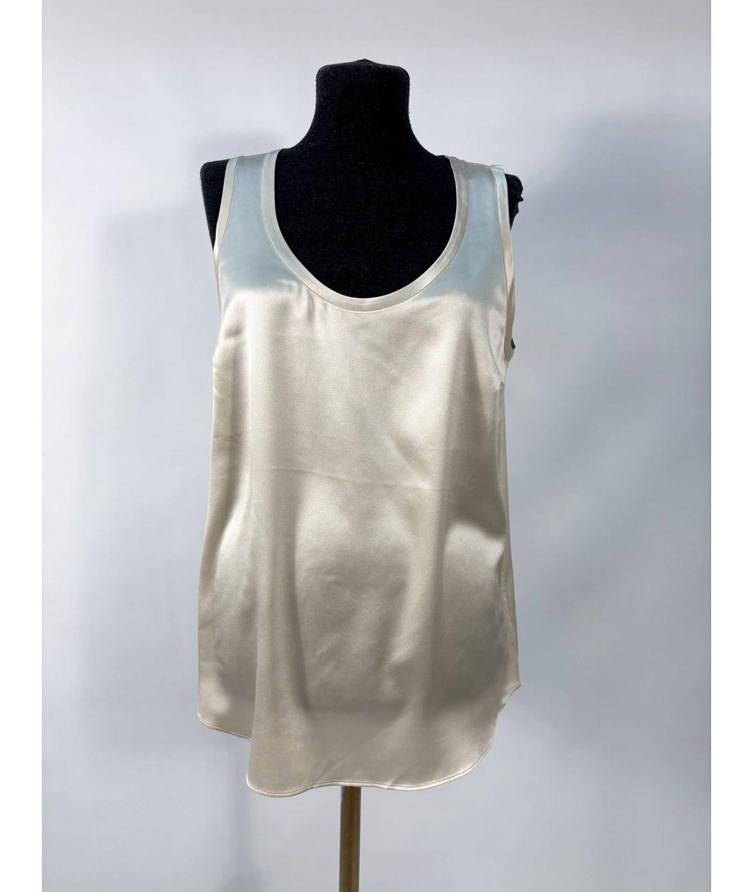 BRUNELLO CUCINELLI Бежевая шелковая майка, фото 5