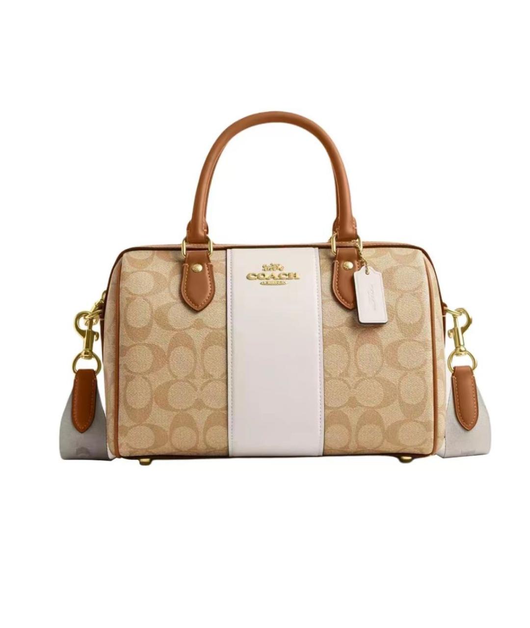 COACH Бежевая сумка с короткими ручками, фото 5
