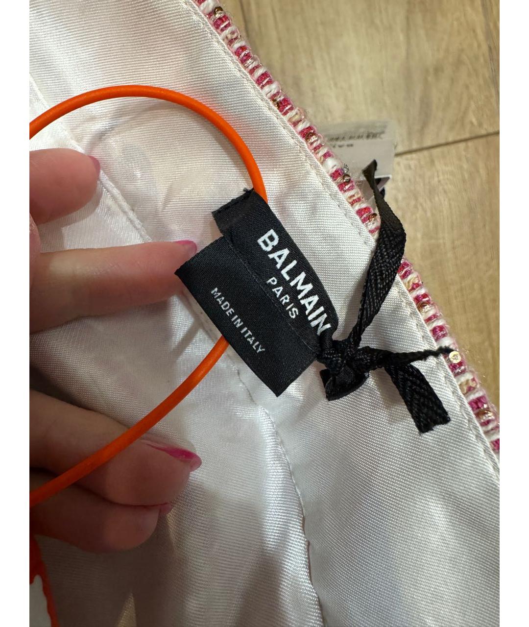 BALMAIN Розовая хлопковая юбка мини, фото 5