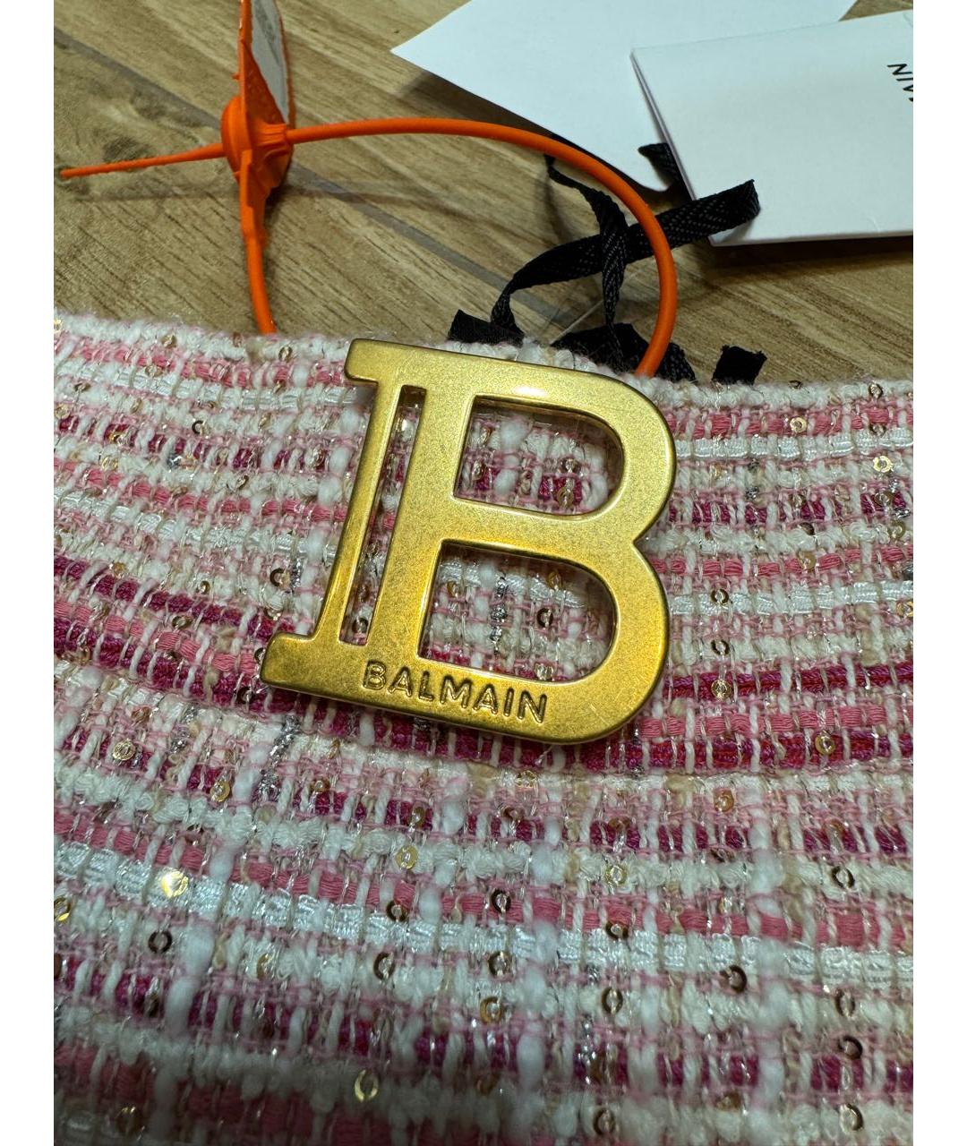 BALMAIN Розовая хлопковая юбка мини, фото 2