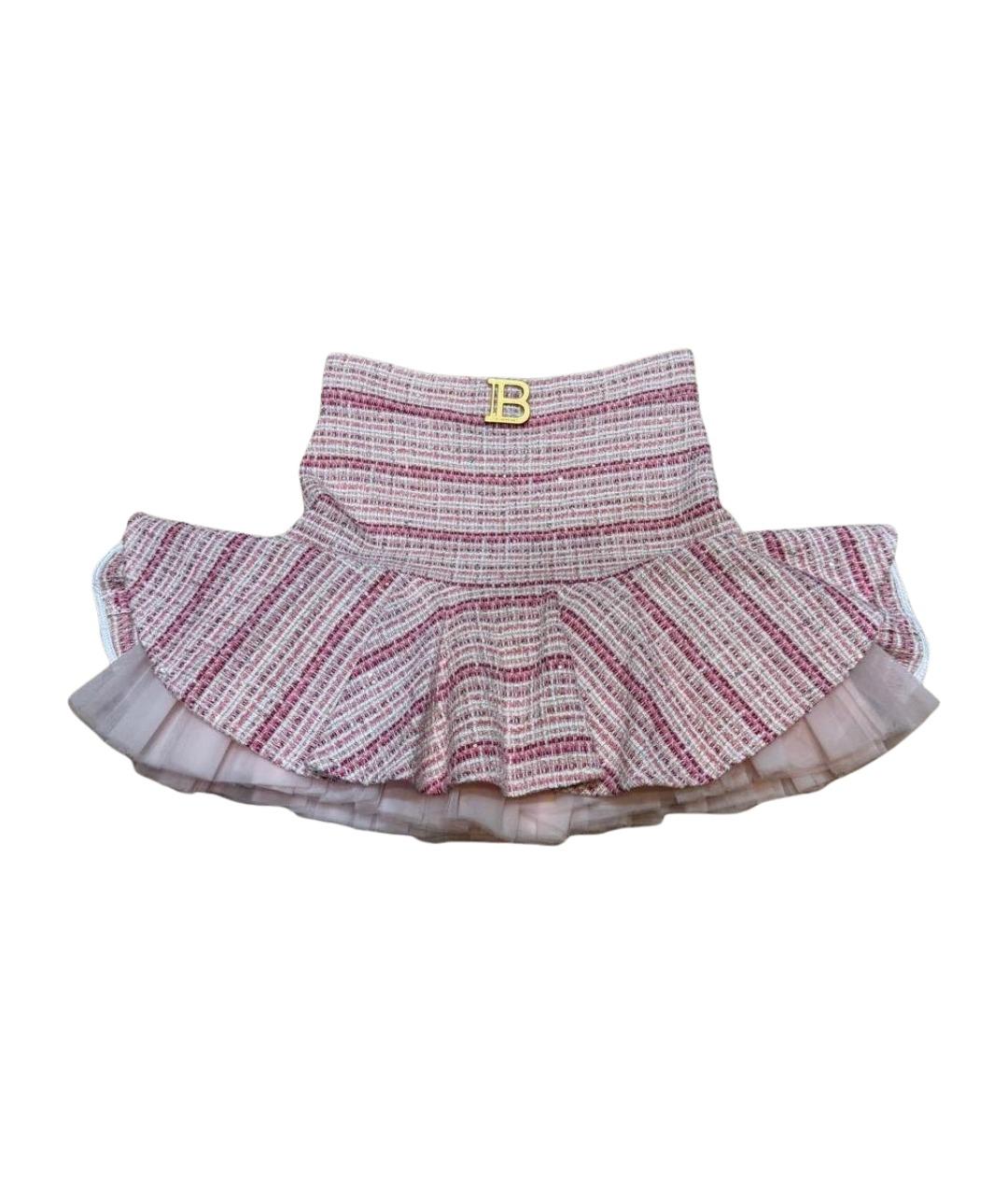 BALMAIN Розовая хлопковая юбка мини, фото 1