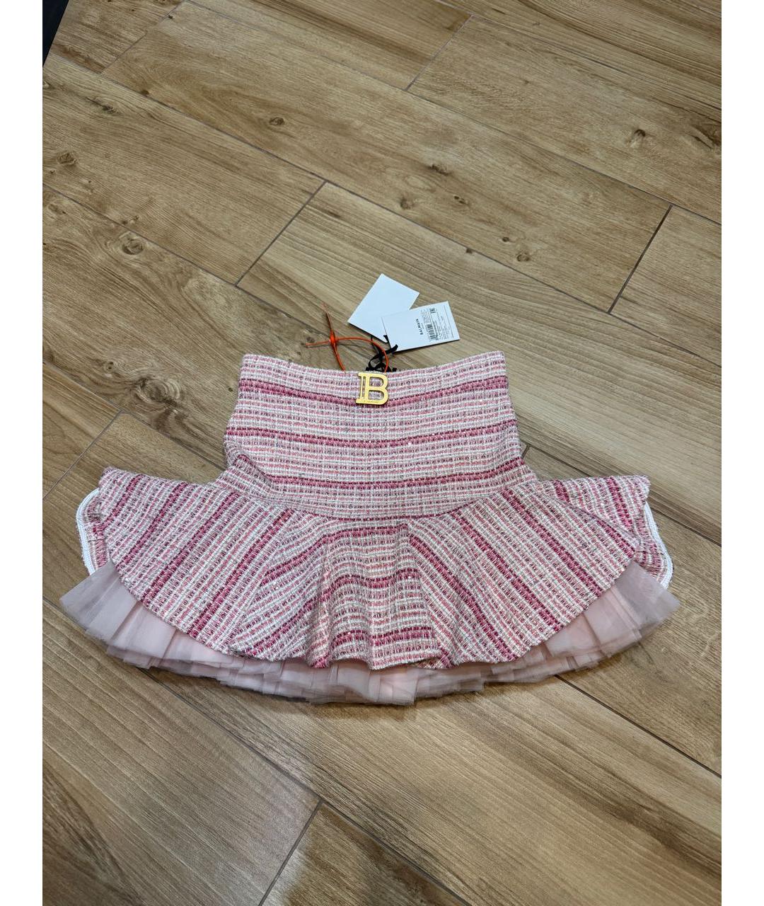 BALMAIN Розовая хлопковая юбка мини, фото 6