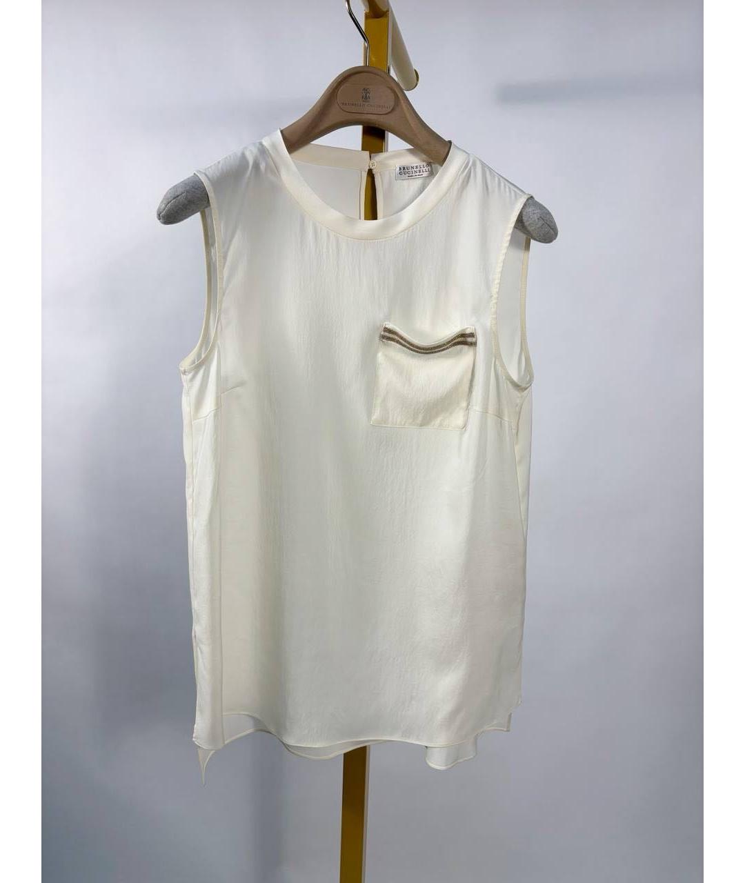 BRUNELLO CUCINELLI Белая шелковая майка, фото 4
