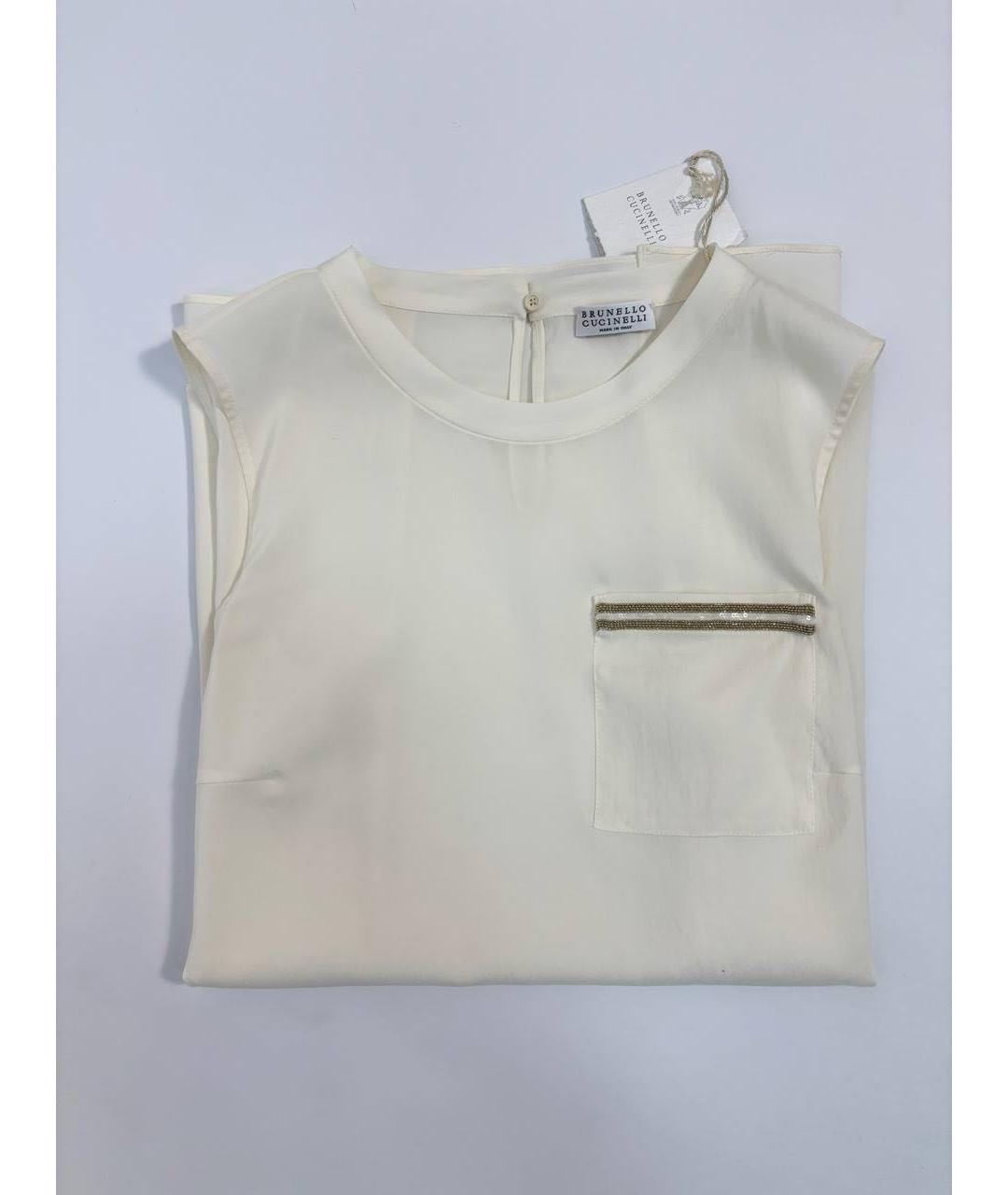 BRUNELLO CUCINELLI Белая шелковая майка, фото 7