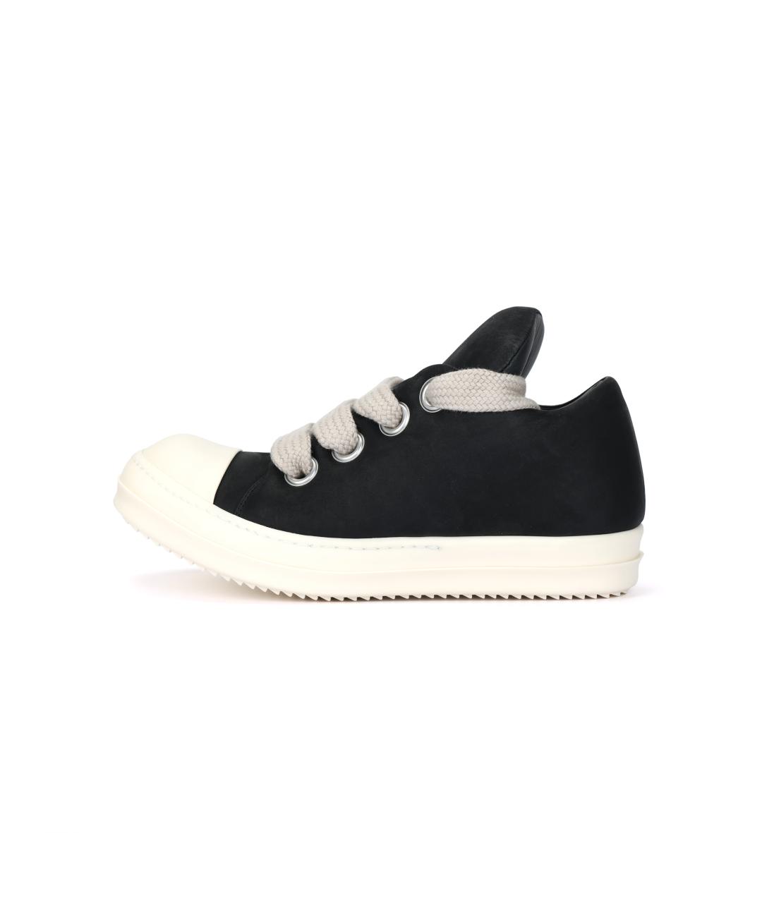 RICK OWENS Черные кожаные низкие кроссовки / кеды, фото 2