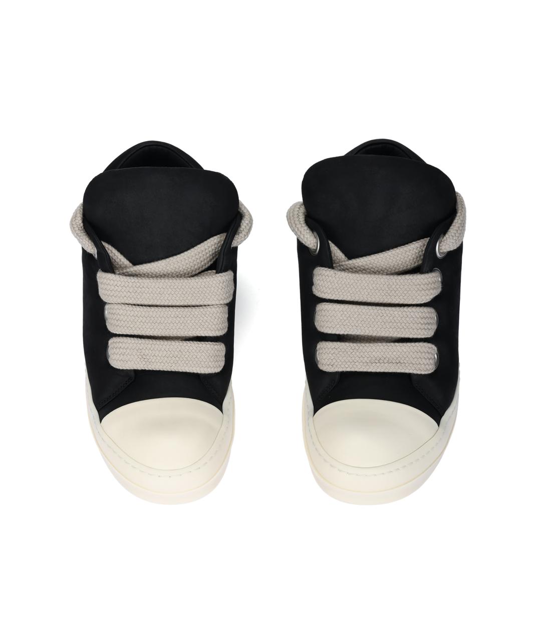 RICK OWENS Черные кожаные низкие кроссовки / кеды, фото 3