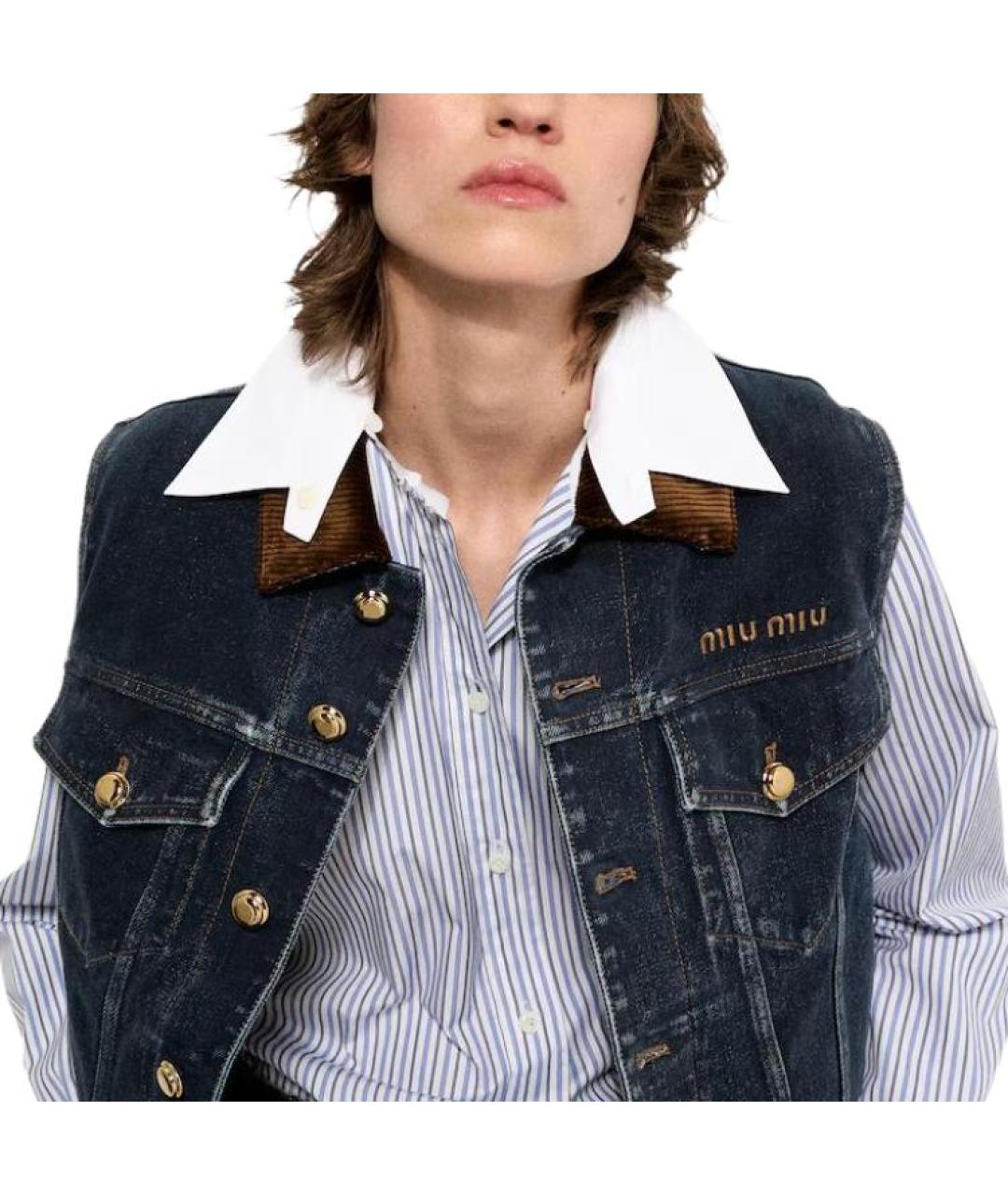 MIU MIU Синий деним жилет, фото 4