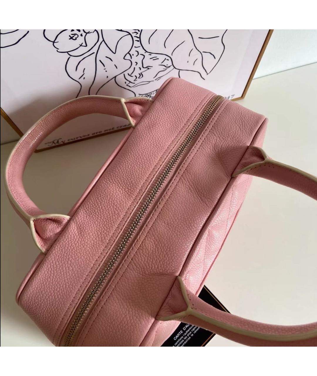 CHANEL Розовая кожаная сумка с короткими ручками, фото 7