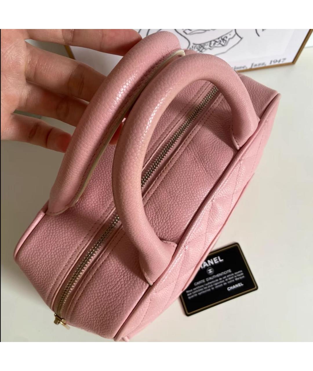 CHANEL Розовая кожаная сумка с короткими ручками, фото 3