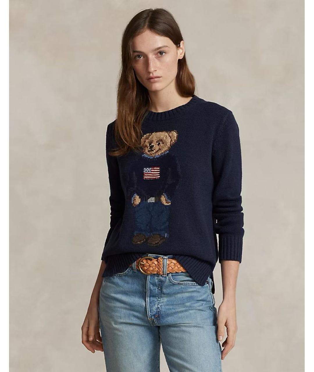 POLO RALPH LAUREN Темно-синий хлопковый джемпер / свитер, фото 2