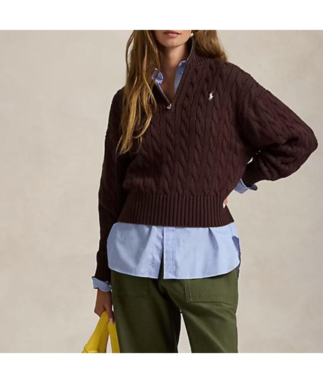 POLO RALPH LAUREN Коричневый хлопковый джемпер / свитер, фото 3