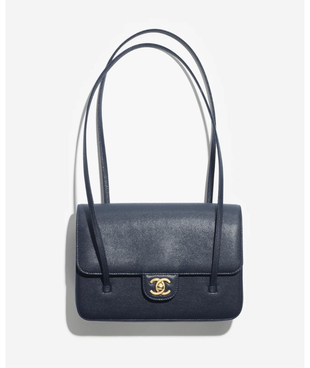CHANEL Темно-синяя кожаная сумка через плечо, фото 5