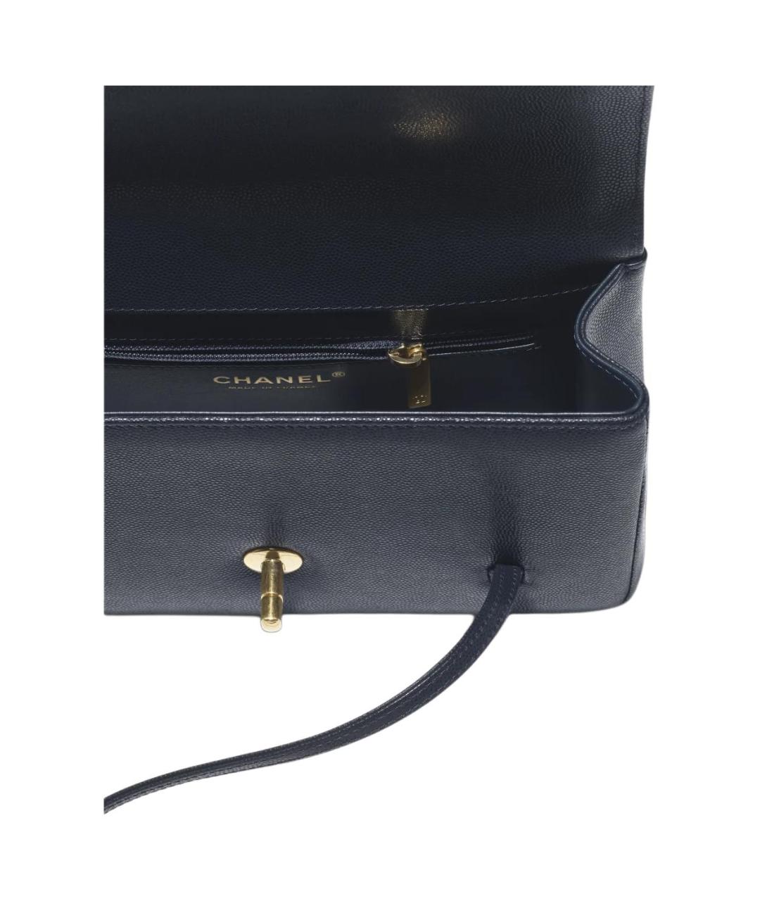 CHANEL Темно-синяя кожаная сумка через плечо, фото 4