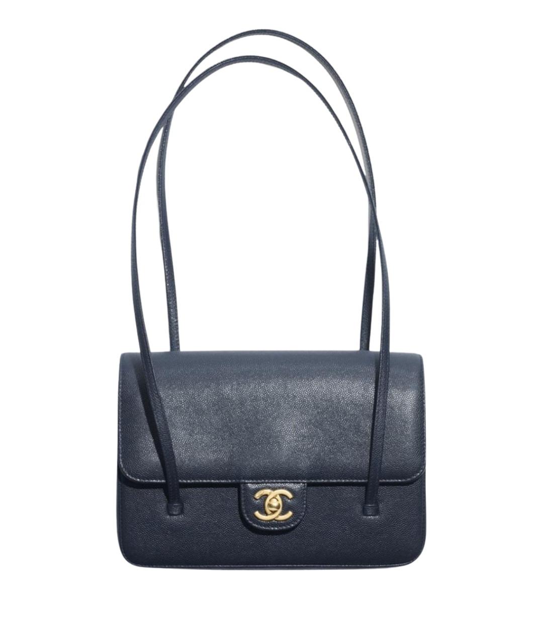 CHANEL Темно-синяя кожаная сумка через плечо, фото 1