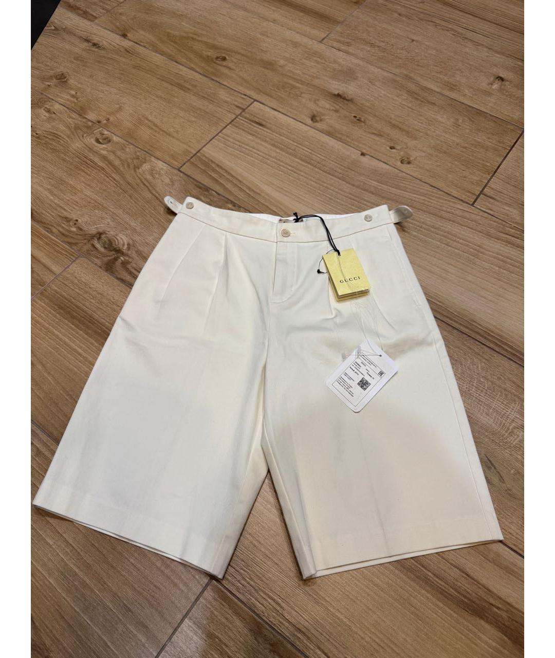 GUCCI Белые хлопковые шорты, фото 9
