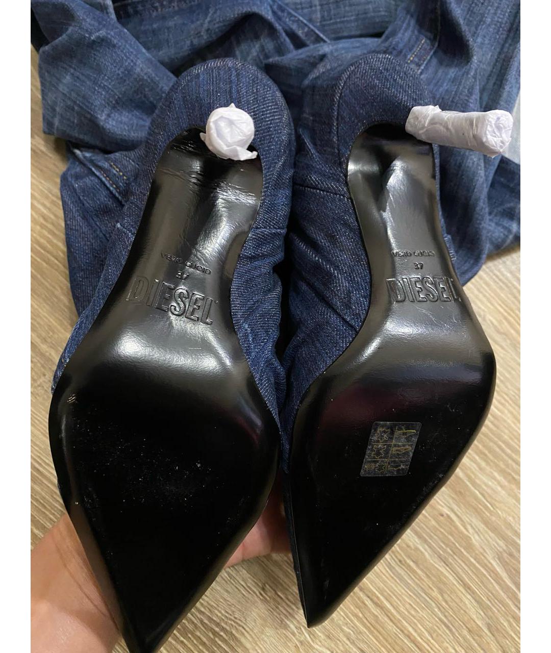 DIESEL Темно-синие кожаные ботфорты, фото 8