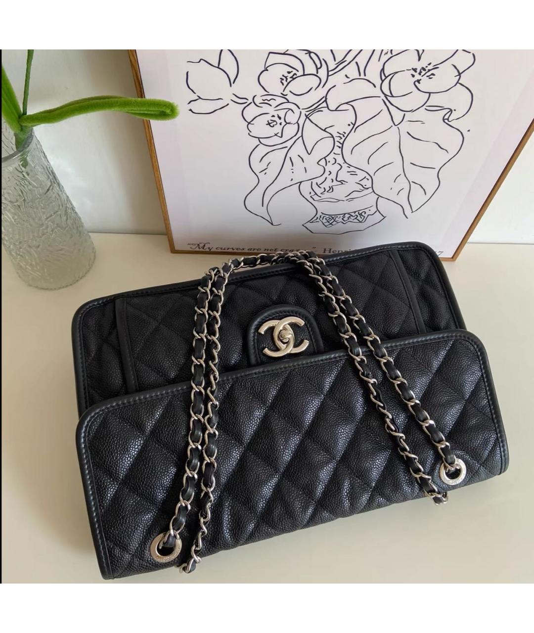 CHANEL Черная кожаная сумка через плечо, фото 6