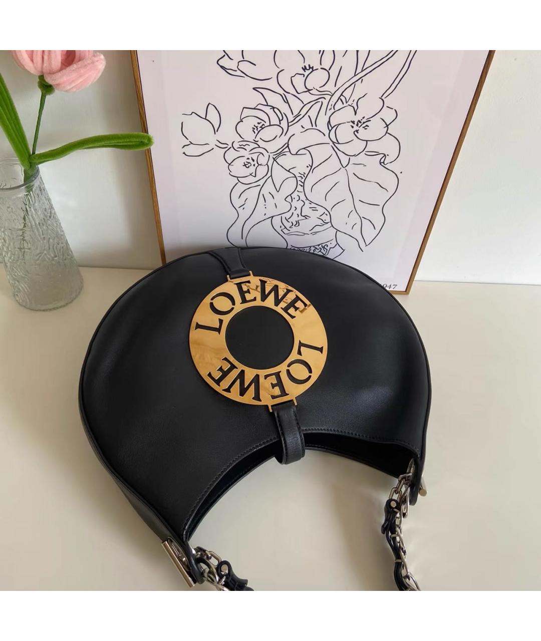 LOEWE Черная кожаная сумка с короткими ручками, фото 2